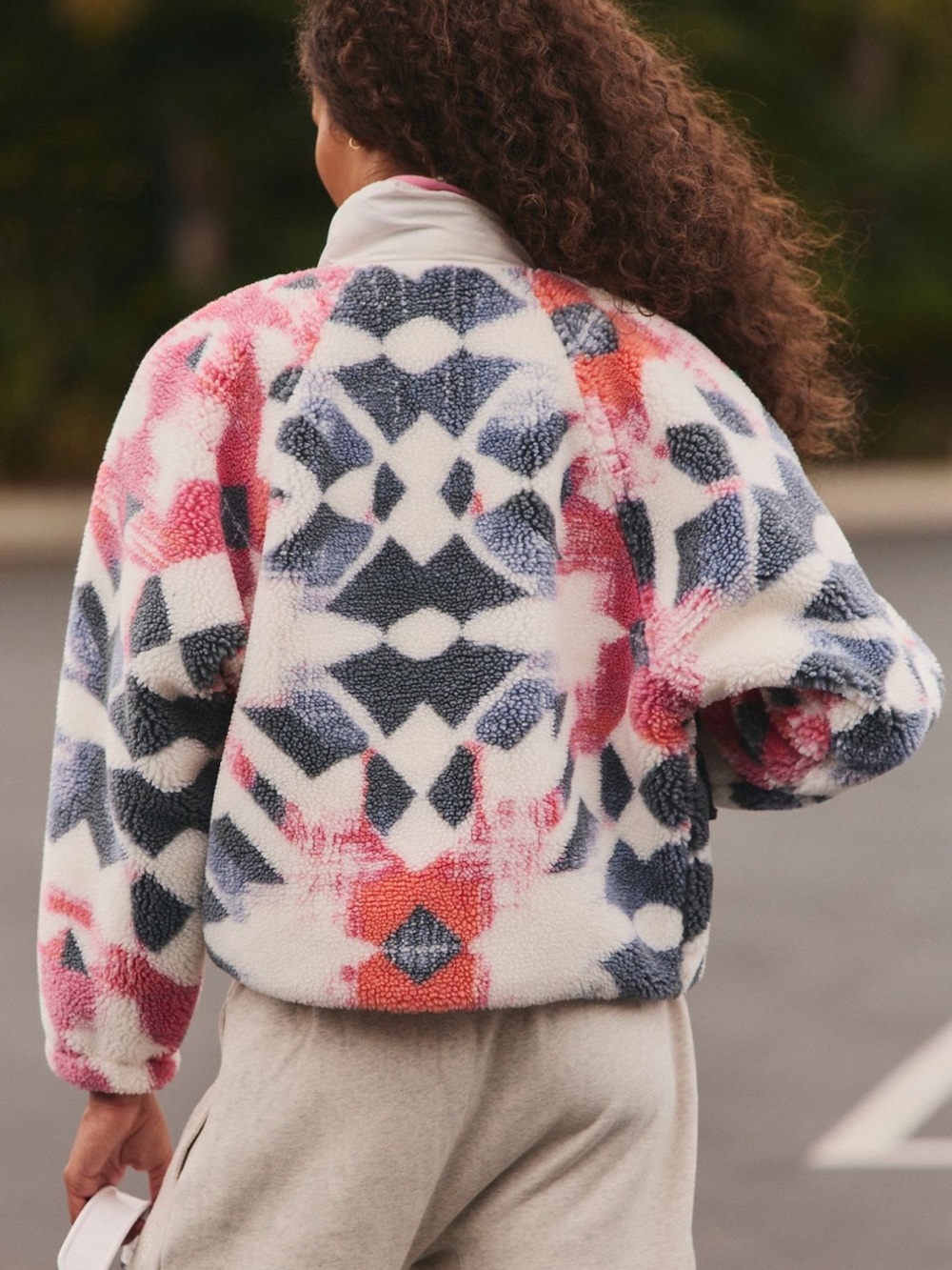 NWT Free People Women’s FP Movement Hit The Slopes Printed Fleece Jacket. - Picture 3 of 7